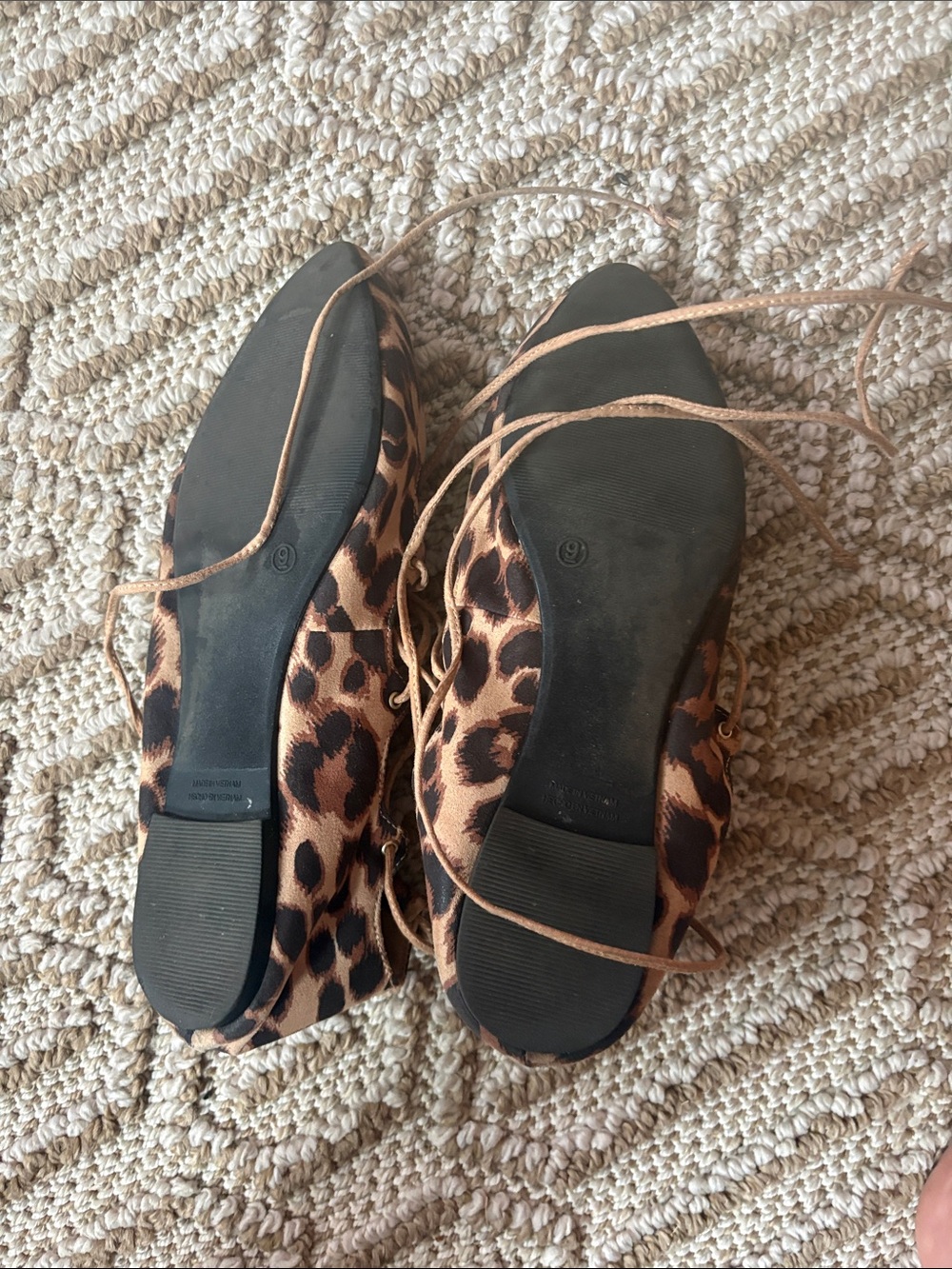 Women's Leopard Print Lace-Up Flats - Brown/Black - Picture 3 of 3